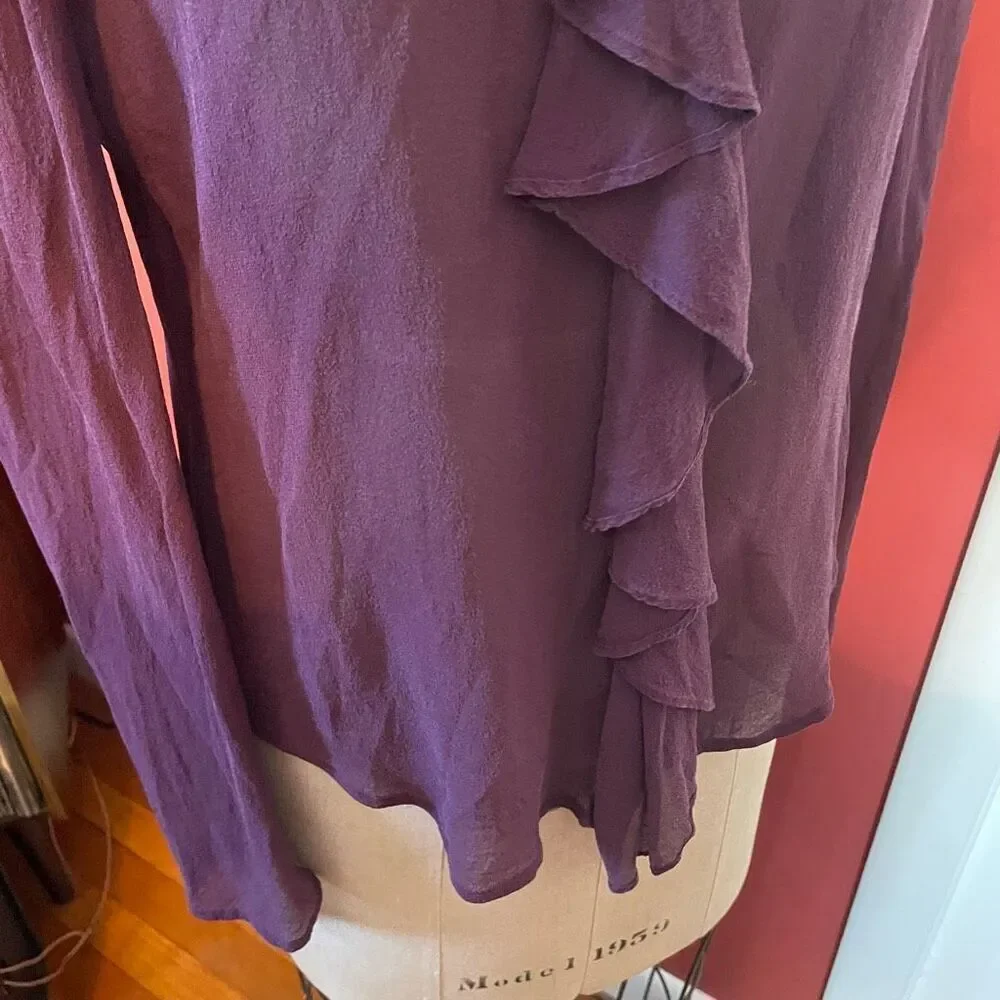 MOULINETTE SOEURS | anthropologie | silk purple button down blouse 6